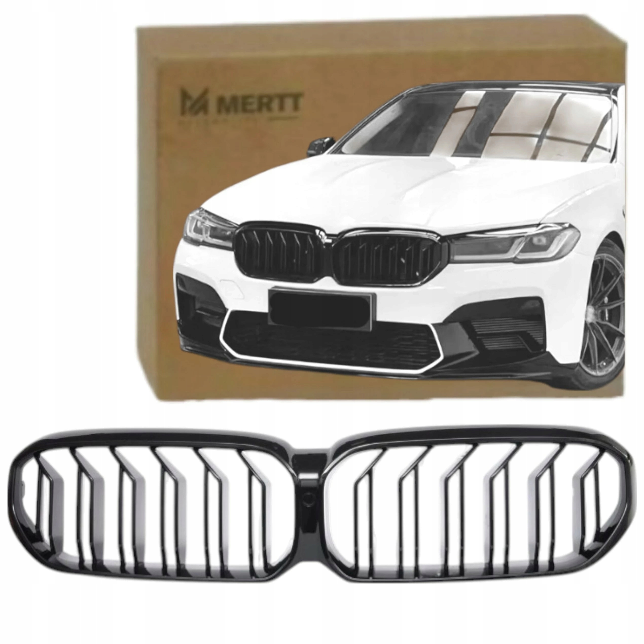 Atrapa ledvinky gril Bmw 5 G30 G31 LCI 2020+ černý lesk