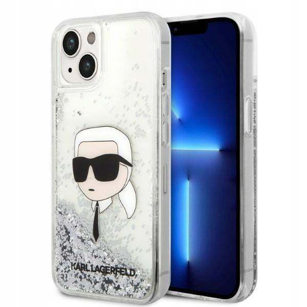 Pouzdro pro iPhone 14+ (Plus) Karl Lagerfeld, stříbrné