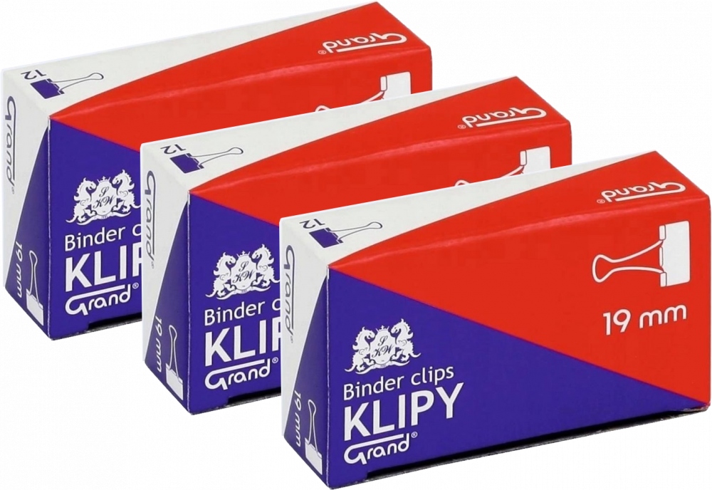 

Klipsy Klip Biurowe Grand 19 MM x 12 Sztuk x3 opak
