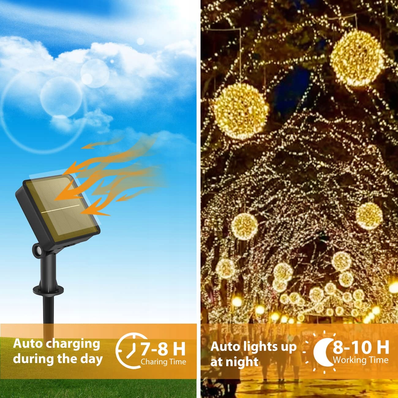 PASUR Solarne Oswietlenie Girlanda Lampki Swiatelka Na Drucie 3 SZT 120 LED — miniatura 2
