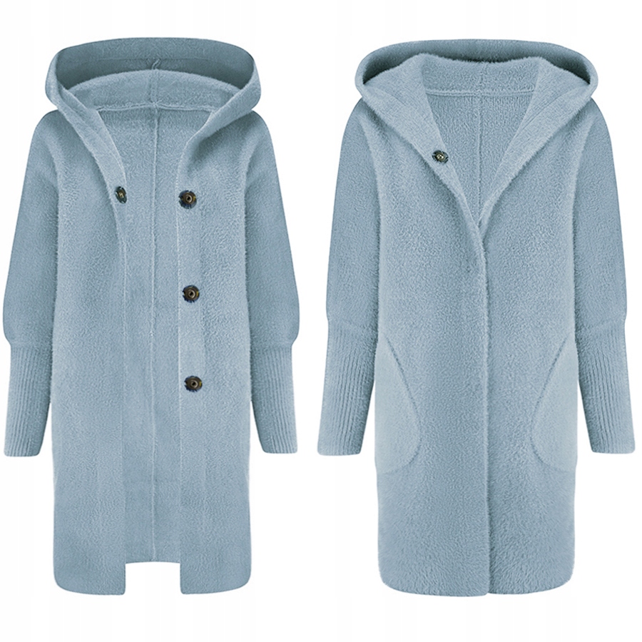 Teplá Alpaka Kabátek Přehoz Z Vlny Barvy Baby Blue