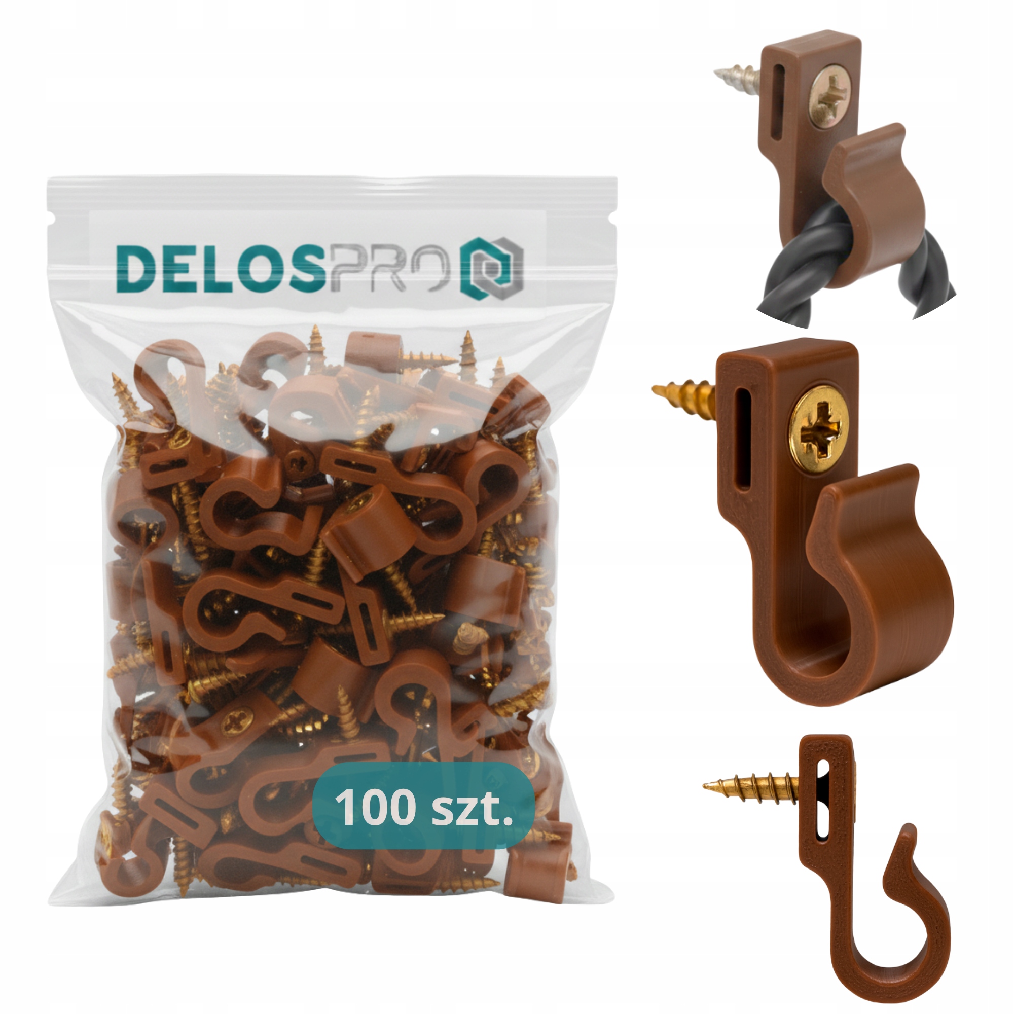 Univerzální háčky na přišroubování girlandových světel, dekorace, bronz 100 kusů