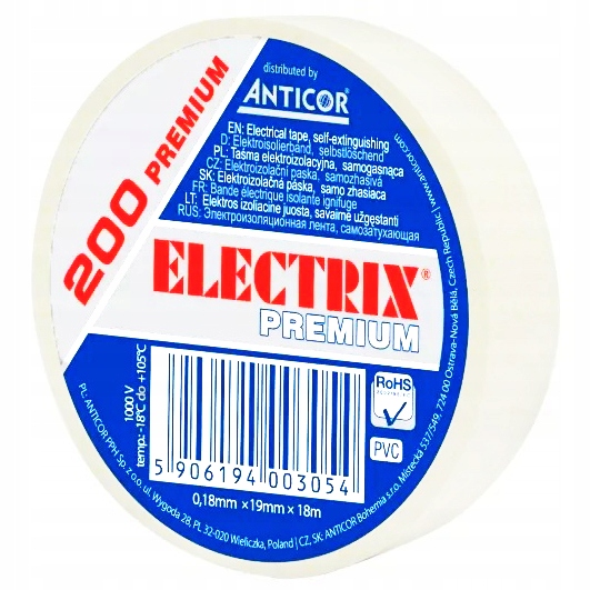 

Taśma izolacyjna elektroizolacja Pcv 19x18 biała