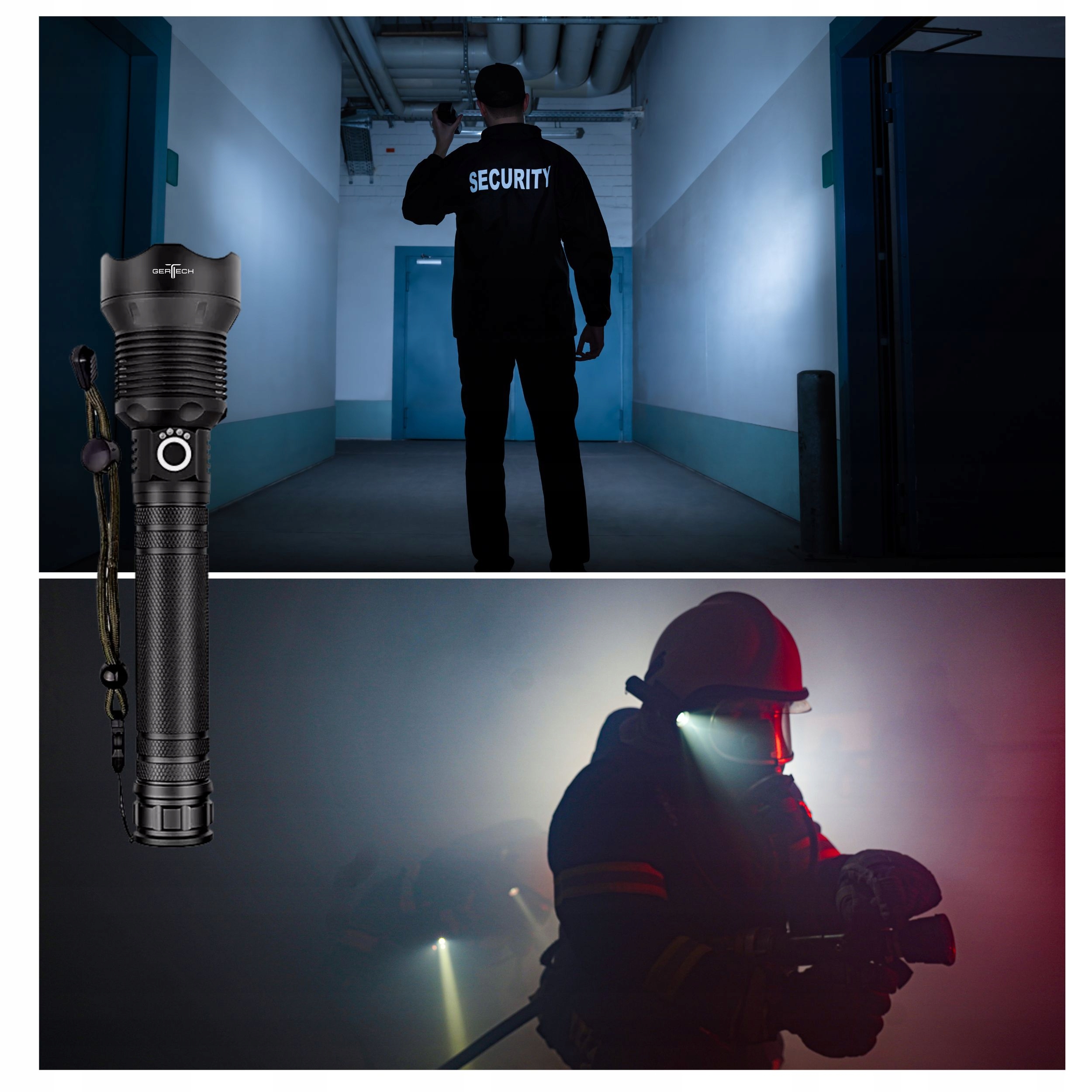 LATARKA LED TAKTYCZNA USB Akumulator MOCNA Wojskowa JAKOŚĆ LATARKI 5200mAh Długość 25 cm