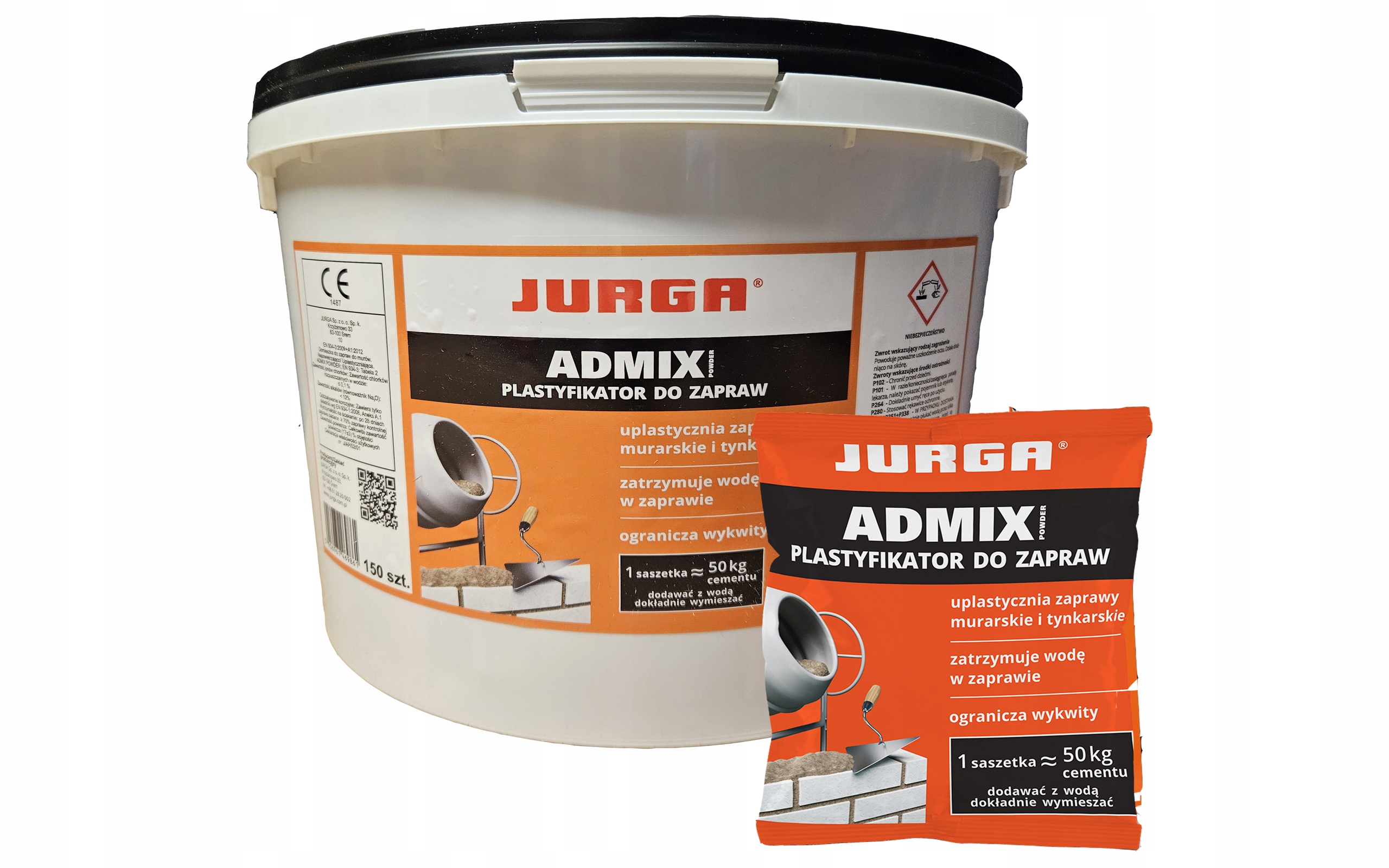 Plastyfikator do Betonu w Saszetkach 150szt Wiadro Pojemność 2.4 l