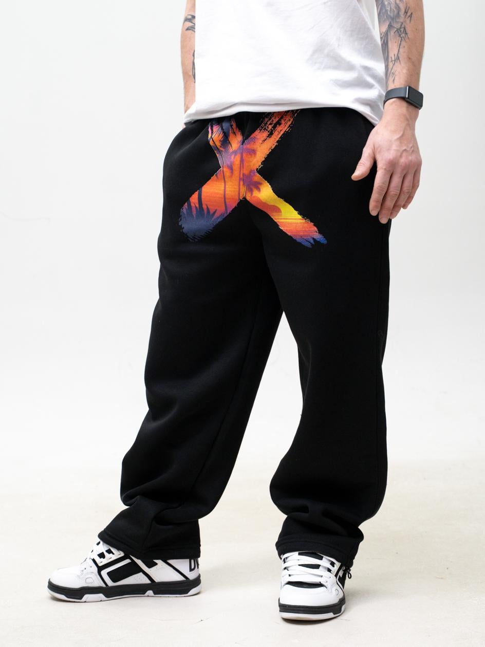 Široké Tepláky Baggy Pánské Černé Point X Vice Západ Slunce XL