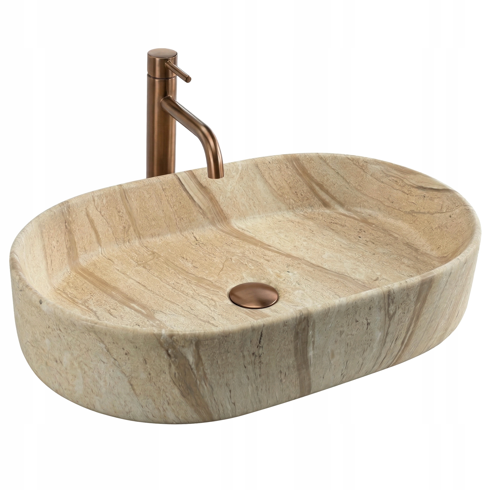 Umyvadlo Na Desku Oválné Nadia 60 cm Sahara Béžová Travertin Na Desku Rea