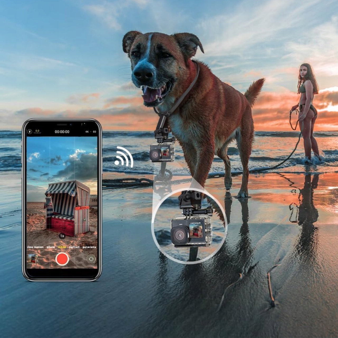 APEXCAM Kamera Sportowa 4K 60FPS 24MP Ekran Dotykowy WiFi 40M Podwodna — miniatura 12