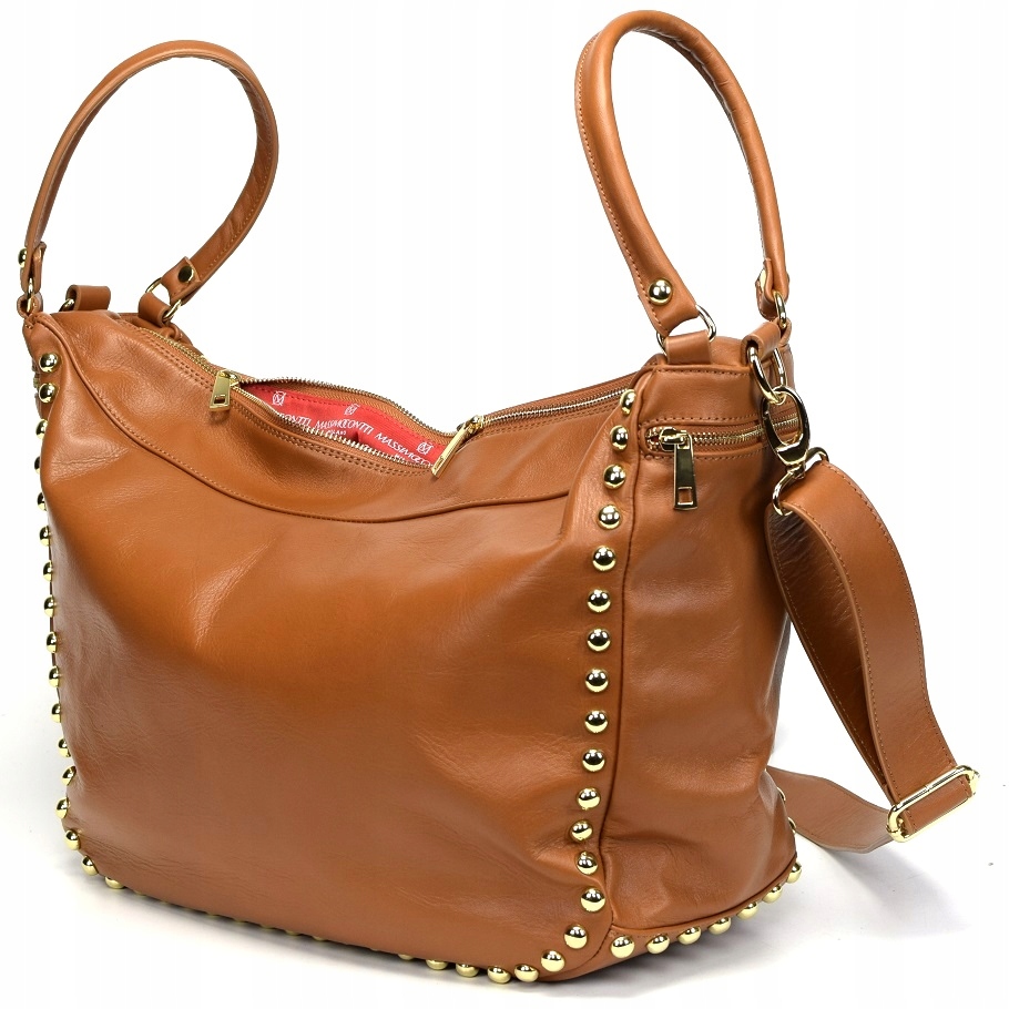 WŁOSKA DUŻA TORBA XL SKÓRA NAT. CAMEL LUX 612A Marka Massimo Connti