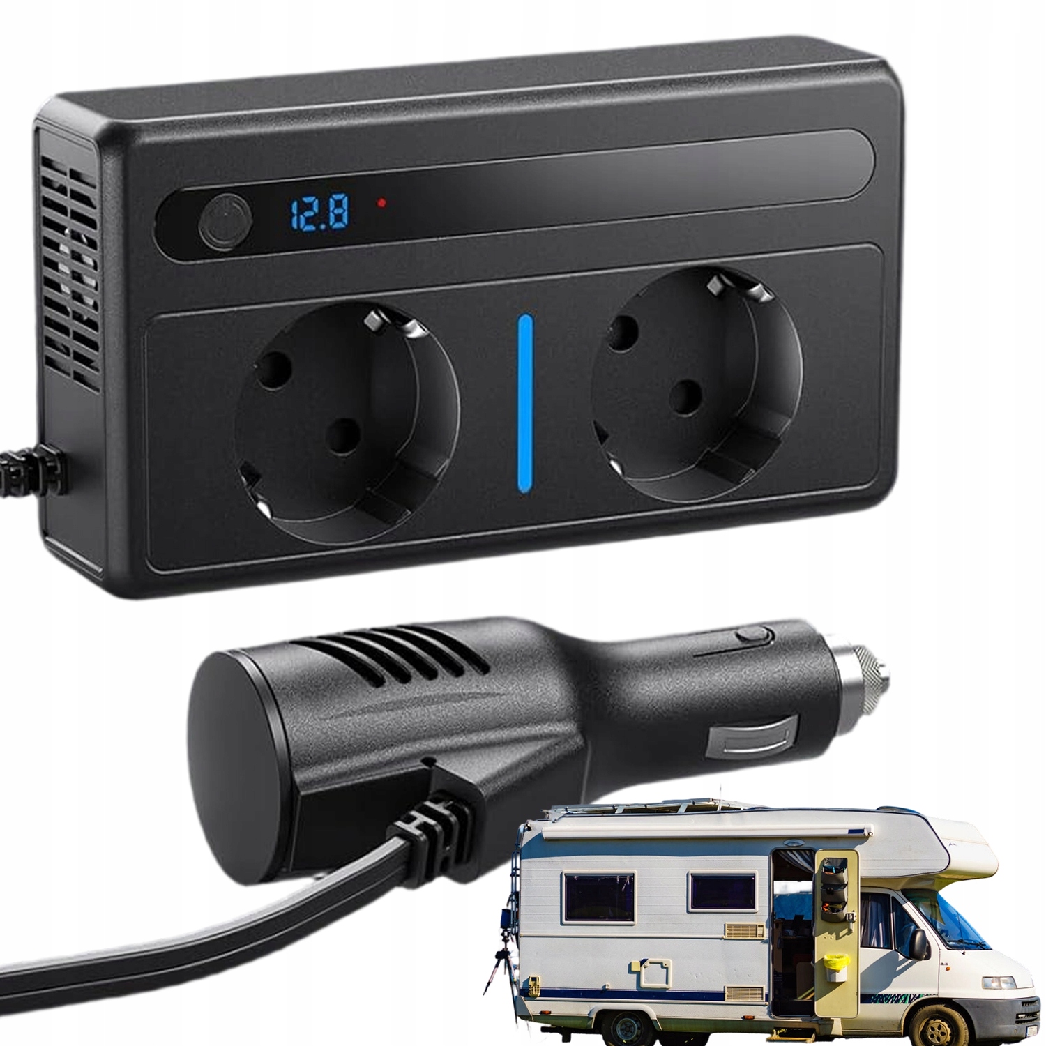 Automobilový Měnič 300W 12V Na 220V Se 7 Porty A Led Displejem