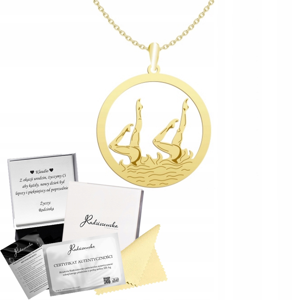 Zlatý Náhrdelník Synchronní Plavání Řetízek Stříbro 925 Dárek Gravírování