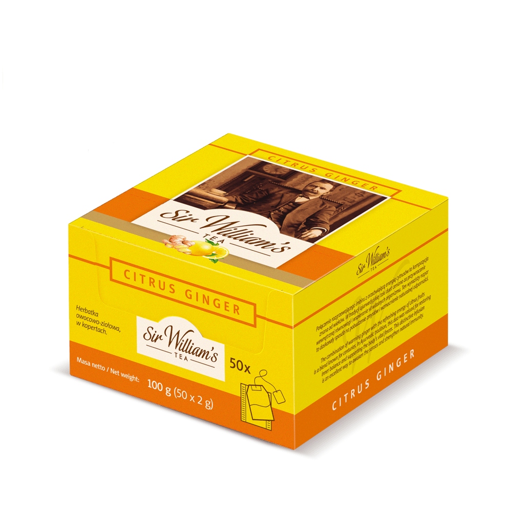 Ovocno-bylinný Čaj Sir William's Tea Citrus Ginger 50 sáčků