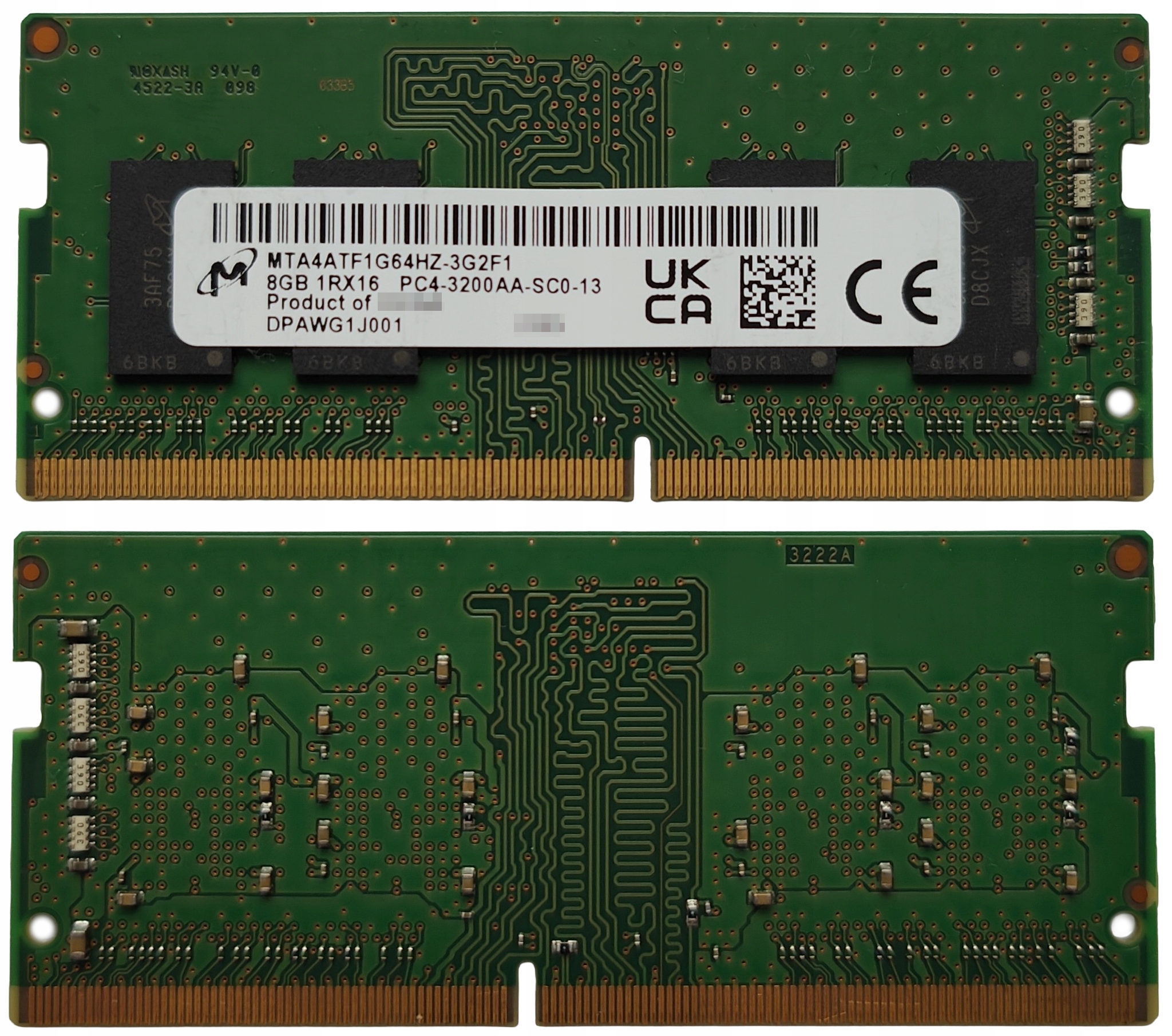 (n) 8GB 1*8GB Micron DDR4 3200MHz 1,2V MTA4ATF1G64HZ-3G2F1