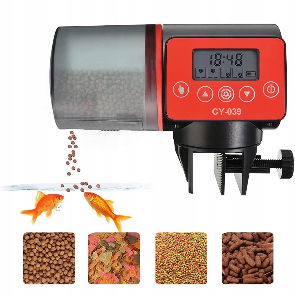 Levně Automatické Krmítko 200 ML S Posuvnou Regulací, Odolné Vůči Akváriu