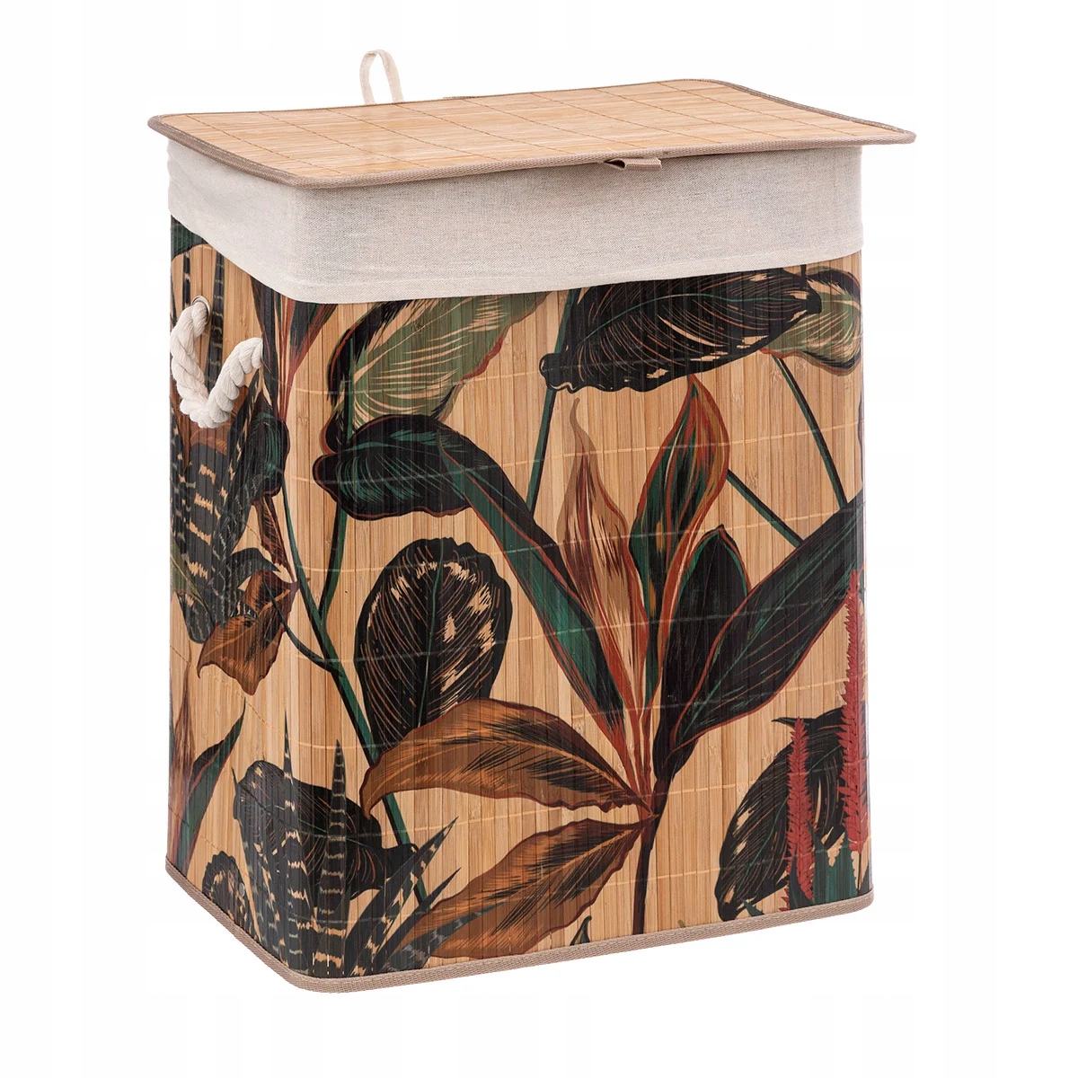 

Kosz bambusowy Palm na pranie w liście 60l Boho