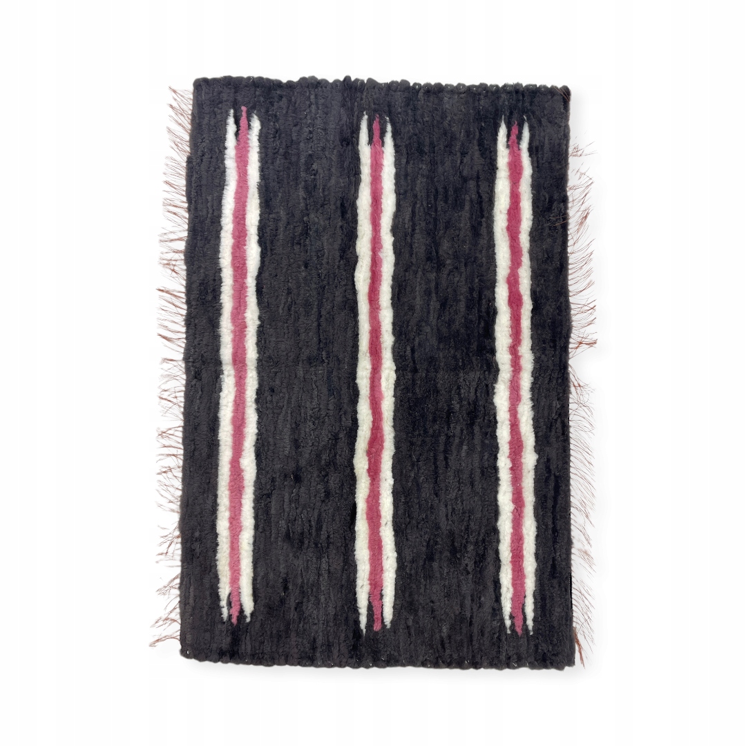 Moderný vlnený koberec s pruhmi, prírodný, tkaný