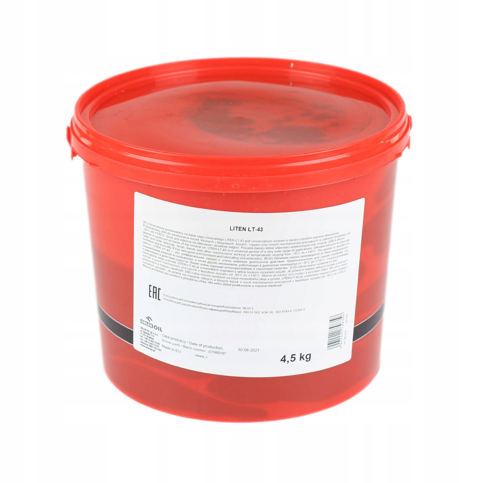 Smar Litowy Orlen Liten ŁT-43 4,5 kg Stan opakowania oryginalne