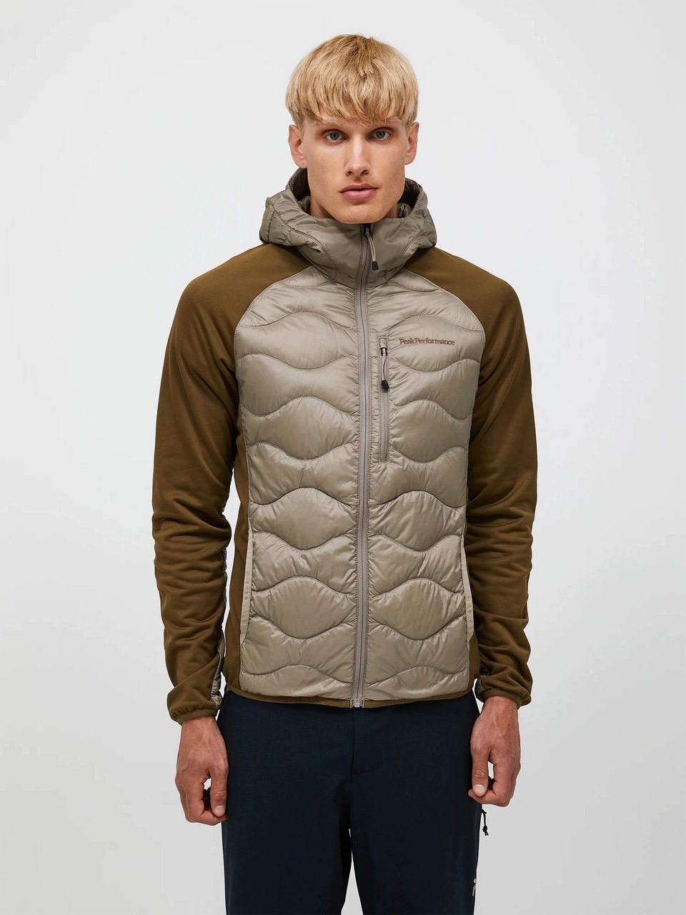 Peak Performance Pánská bunda Helium Down Hybrid Hood Avid Beige Meadow L