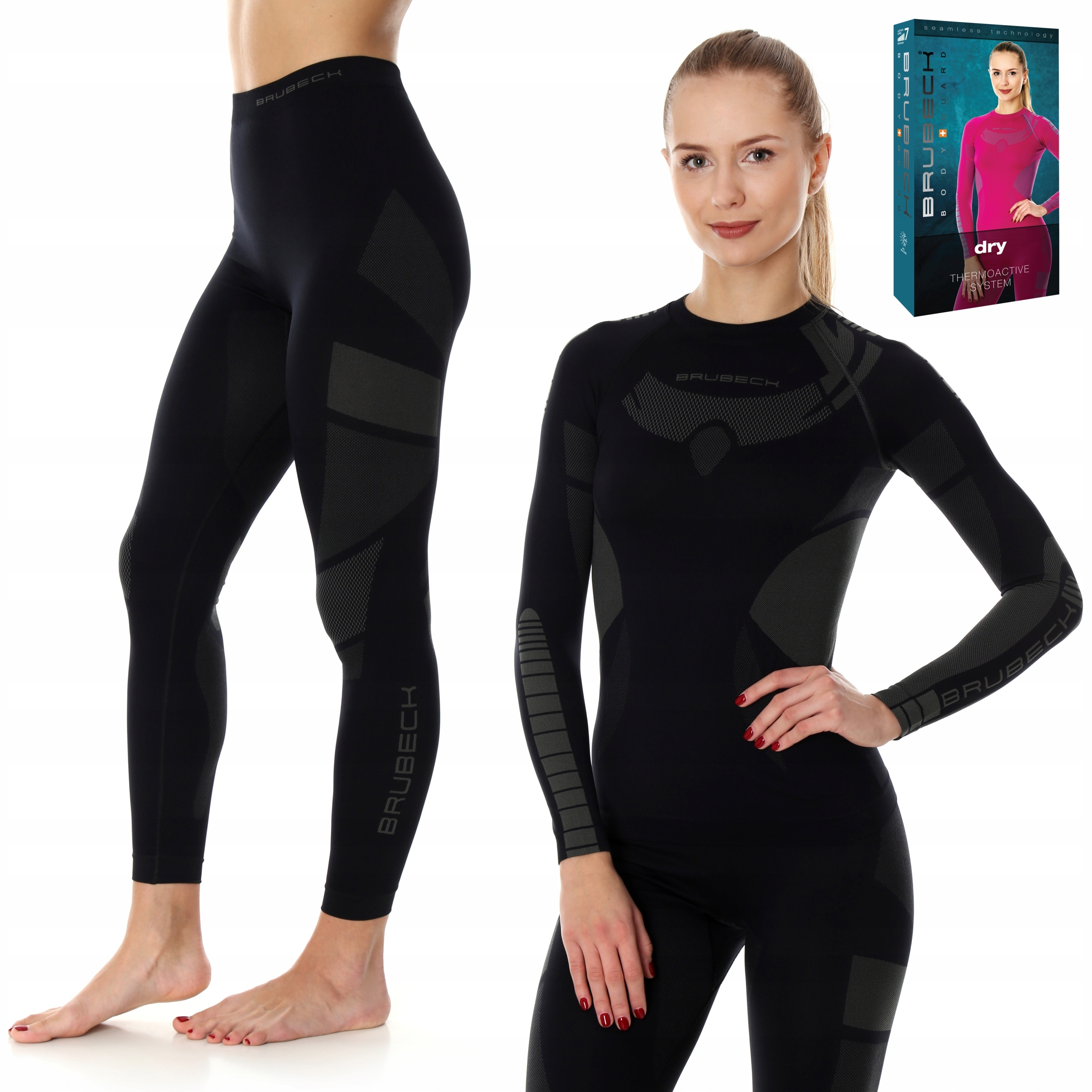 Dámské pohodlné Termoaktivní spodní prádlo Brubeck Dry set XL, černá barva