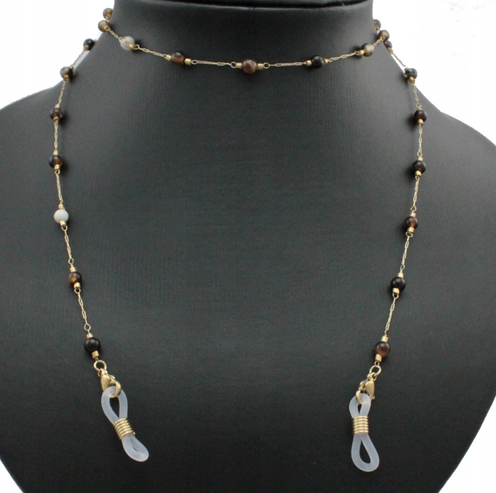 

Łańcuszek Do Okularów Złoty Brown Beads Stal 316 L