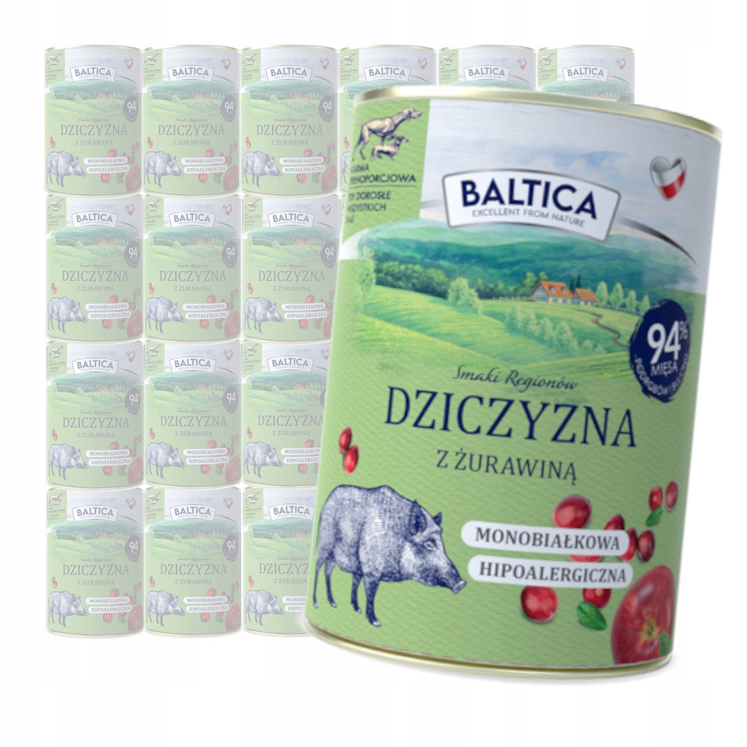 Levně Baltica Zvěřina s brusinkami 24x400g Hypoalergenní Vlhké Krmivo pro psy