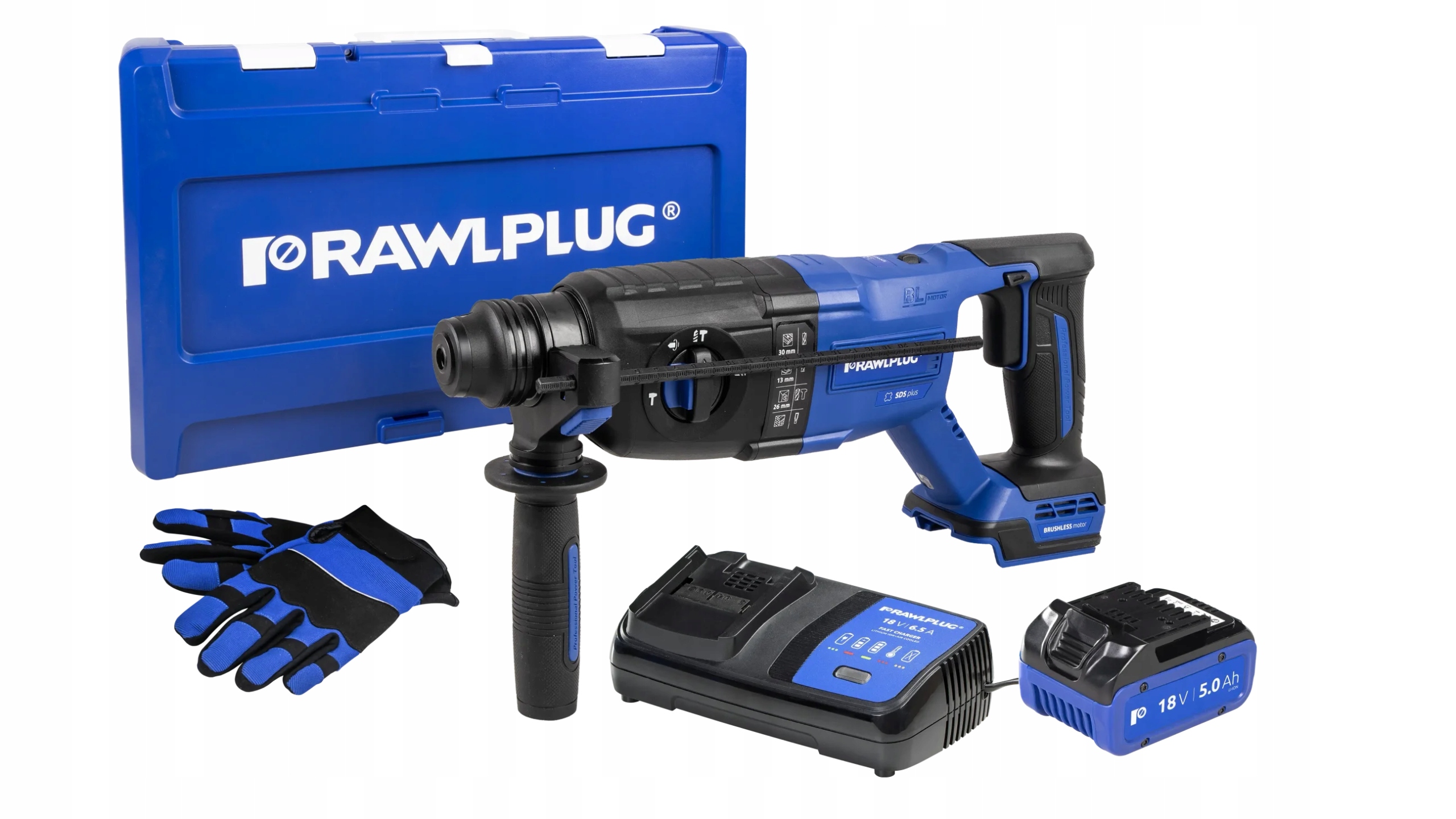 Rawlplug Młotowiertarka 26mm 2,5J +2x Akumulator 5,0Ah Ładowarka +walizka