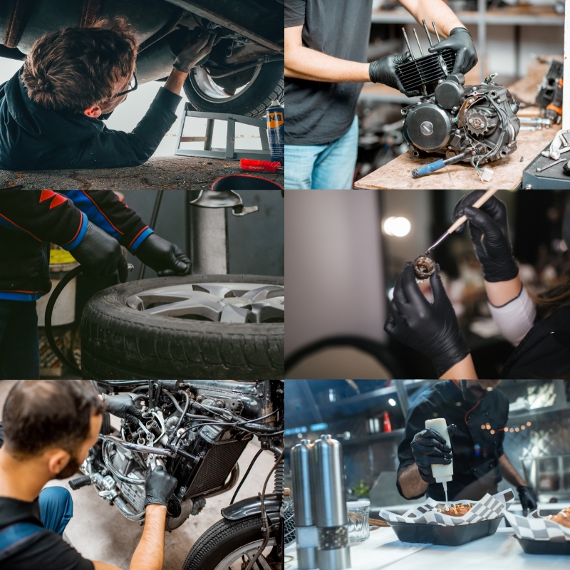 Rękawiczki nitrylowe CZARNE MERCATOR ideall MOTO BLACK mocne 100 szt. r.M Model IDEALL NITRILE MOTO