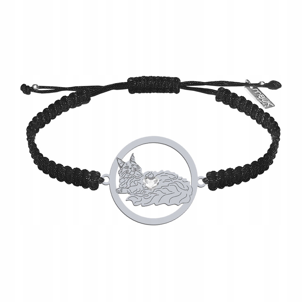 Stříbrný náramek z Maine Coon Šperky 925 Makramé Dárek Gravírování