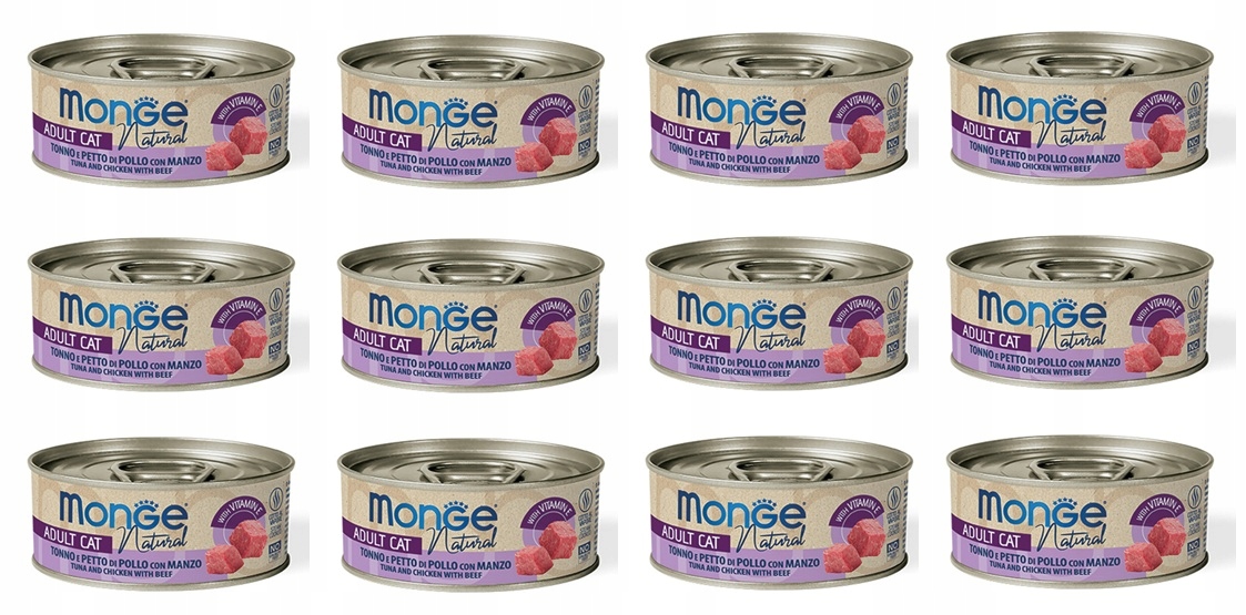 Levně Monge Natural tuňák s kuřecím a hovězím masem 12 x 80 g