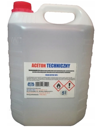Aceton techniczny 5L odtłuszczacz Rozpuszczalnik Zmywacz do Czyszczenia
