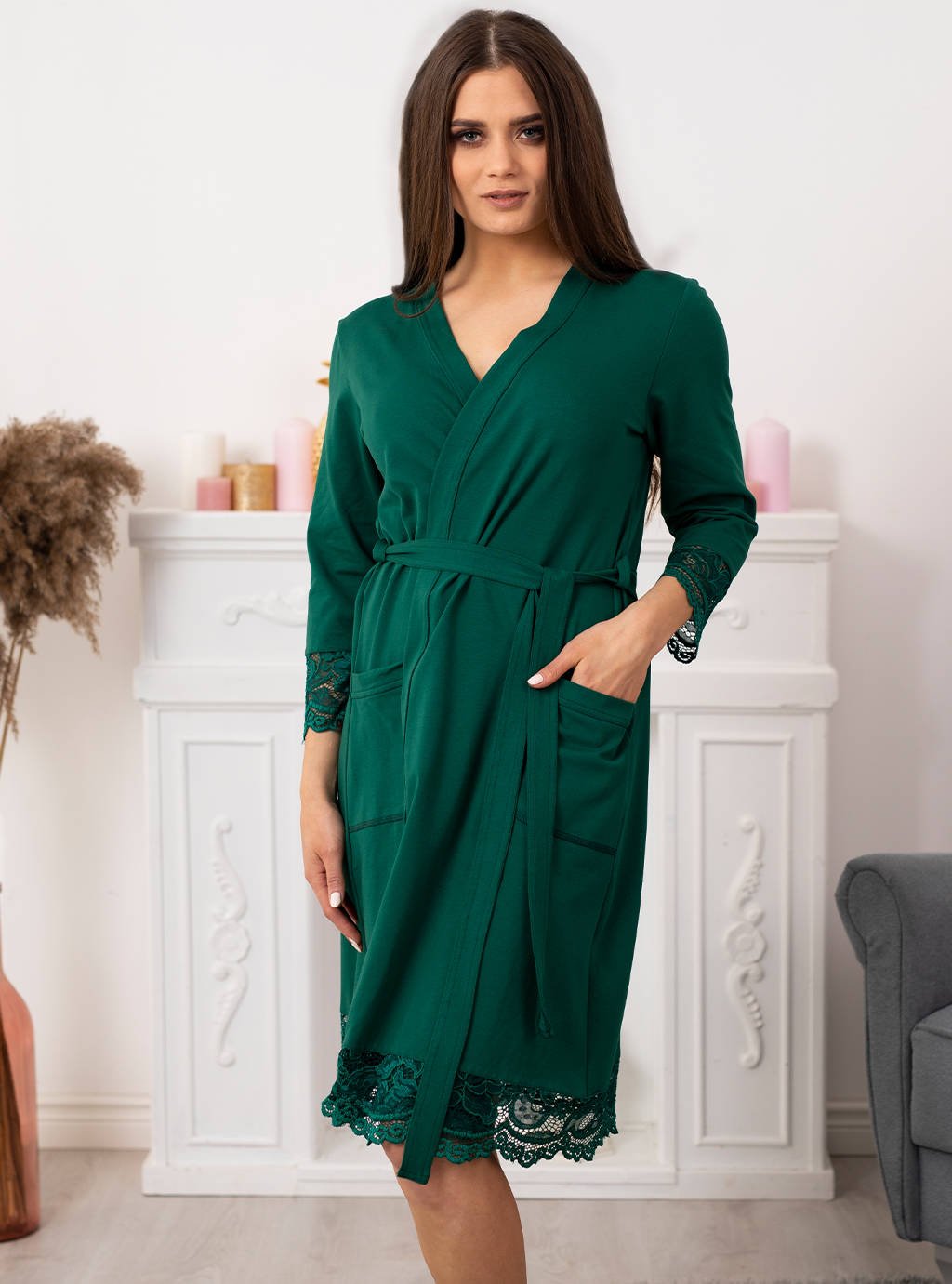 SZLAFROK DAMSKI CIĄŻOWY BAWEŁNIANY PODOMKA KORONKA XXXL Rozmiar 3XL