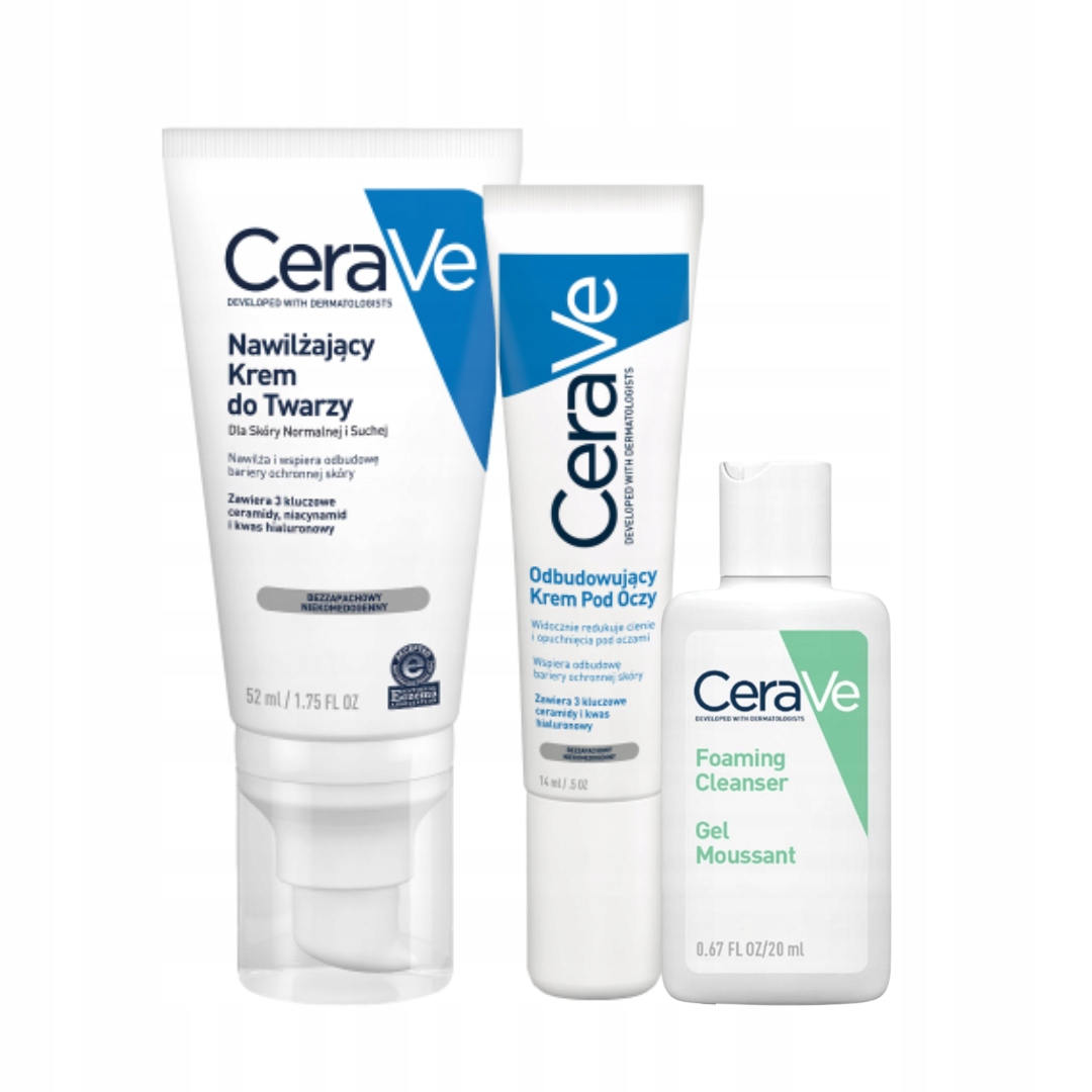 Zestaw CeraVe Odbudowujący Krem pod oczy, Krem Nawilżający do Twarzy 52ml