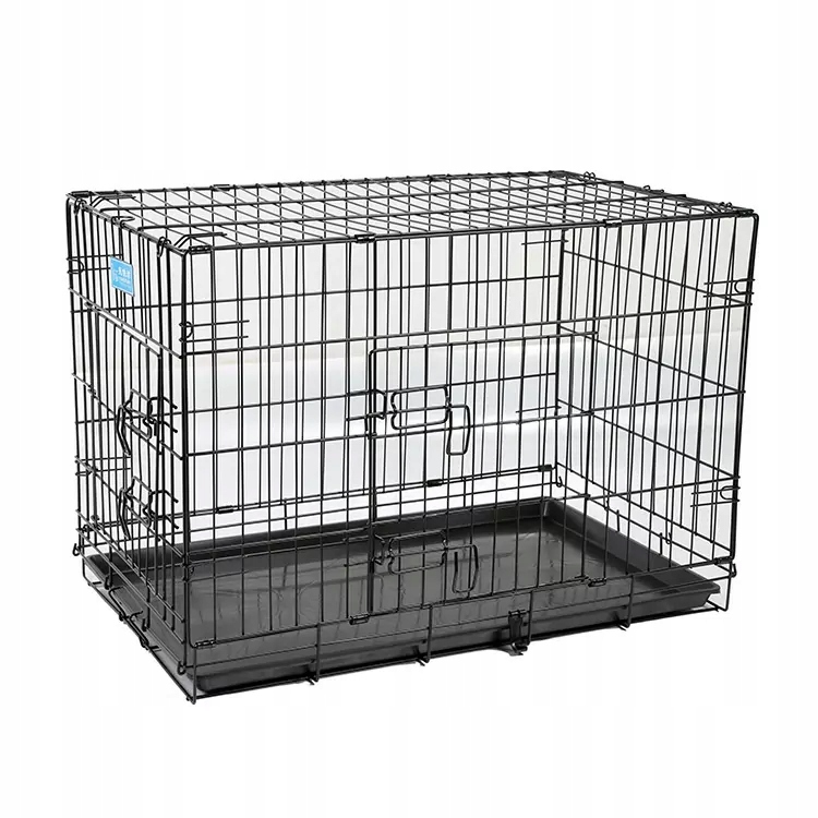Klatka Kennelowa Dla Psa Metalowa M Petinn 2 Drzwi Czarna 76x46x53
