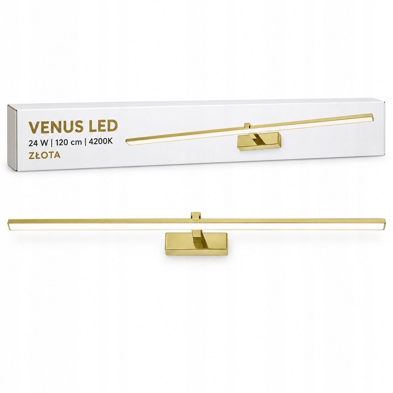 Venus 24W 120 cm zlatá Led nástěnná lampa nad pohovku do obývacího pokoje 4200K IP44