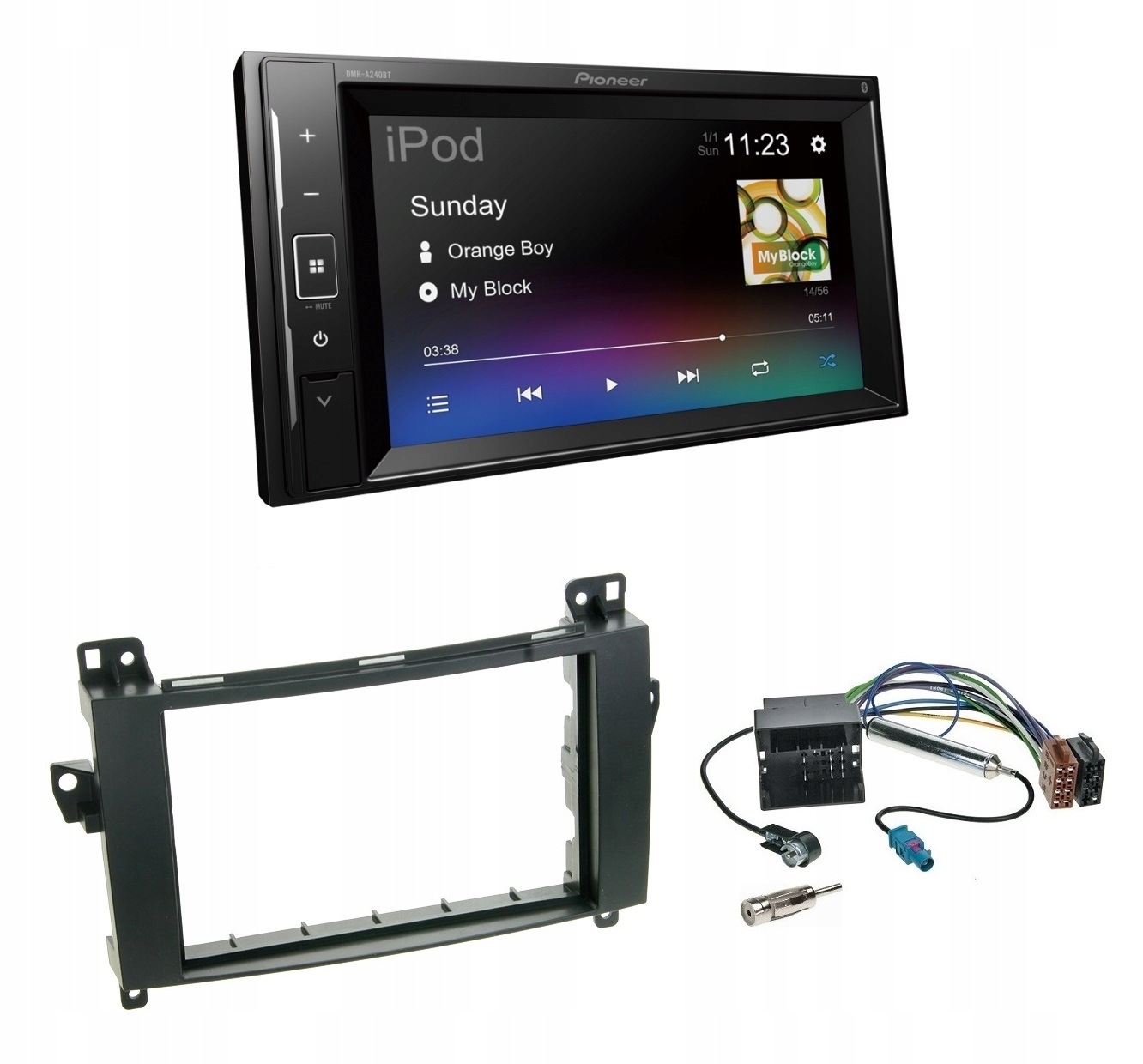 Pioneer DMH-A240BT Rádio 2DIN LCD Bluetooth Usb zrkadlenie (vw Crafter I)