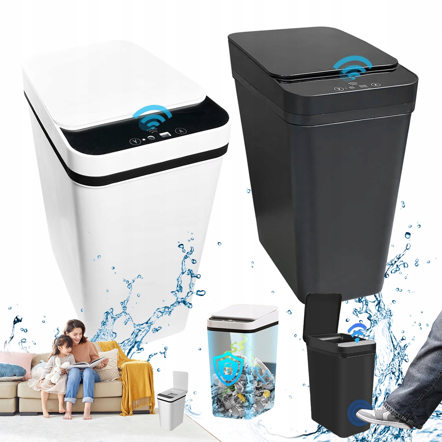 2X Odpadkový Koš S Automatickým Bezdotykovým Senzorem IPX5 12L Do Kuchyně