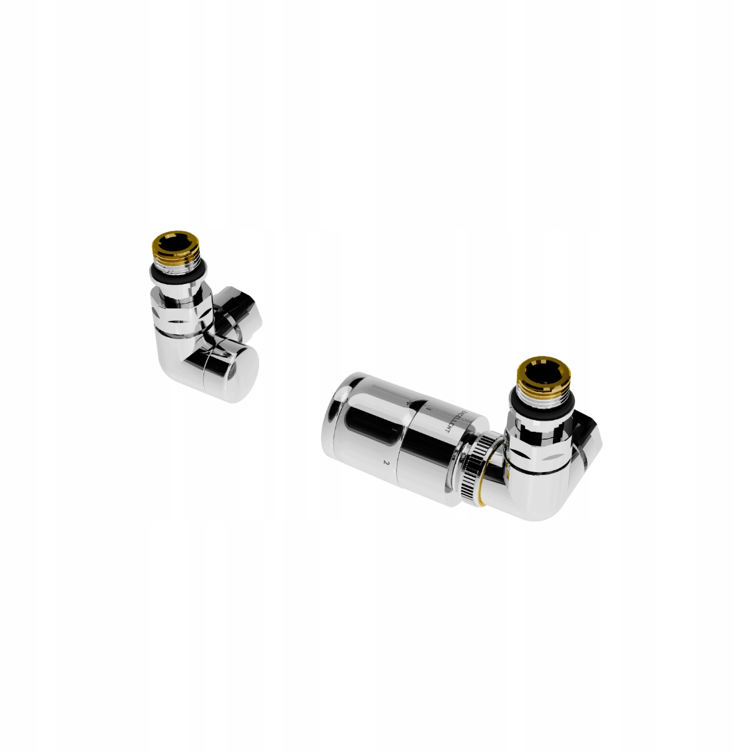 Caldo 3-osý radiátorový set s termostatickou hlavicí, chrom, pravý