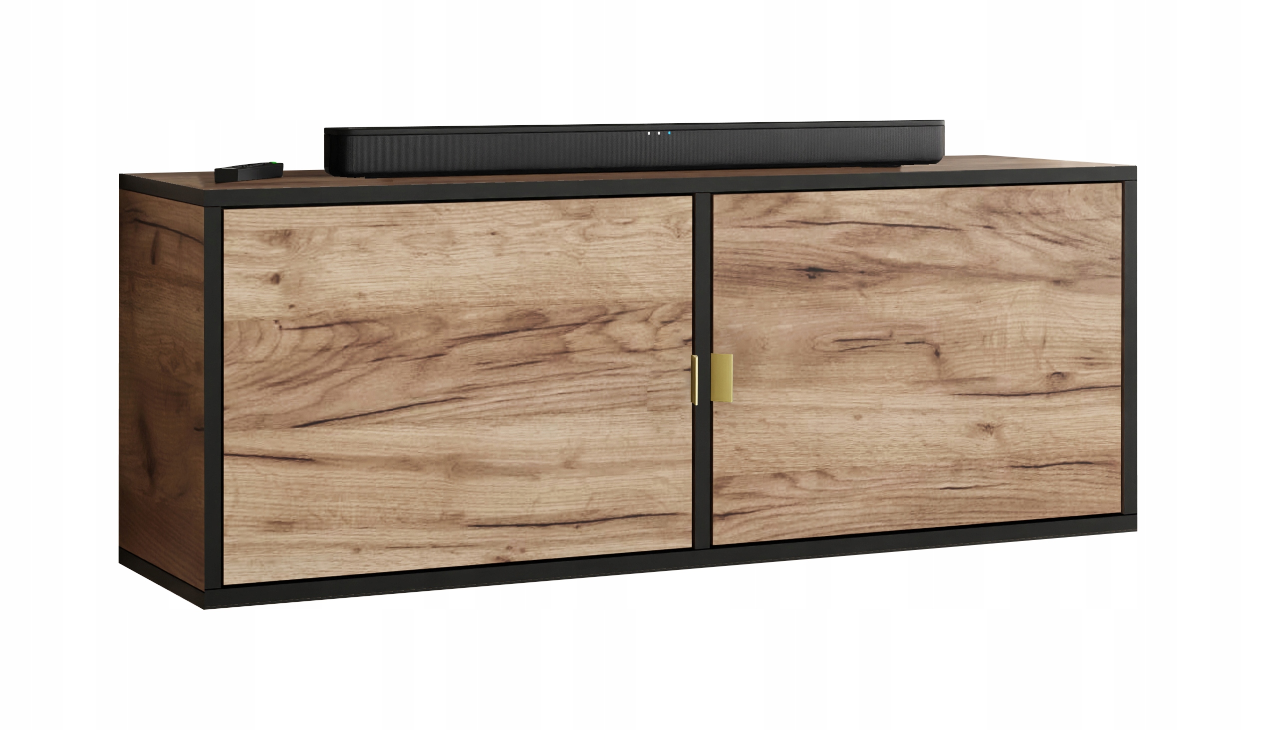 Rtv skříňka Luna 2 zlatá s čely dub craft zlatý