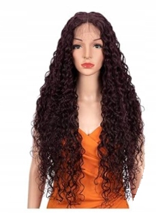 Peruka Dlouhé kudrnaté Vlasy s krajkou Syntetické Burgundské 60 cm