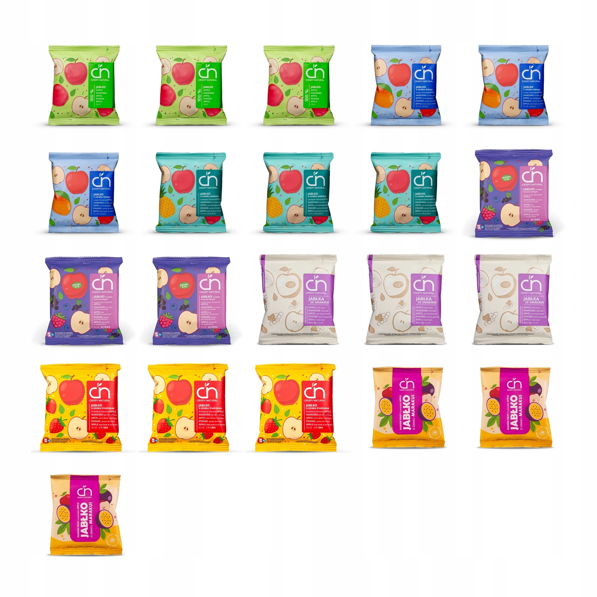 Zestaw Crispy Natural MIX smaków Suszone chipsy jabłkowe 21 szt.