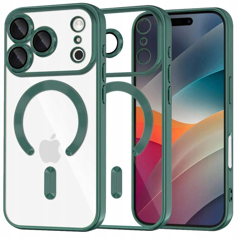 Techsuit – Luxury Crystal MagSafe etui na iPhone 17 Pro – ciemnozielone
