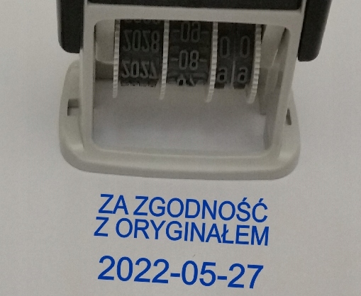 

Za Zgodność Z Oryginałem Datownik z tekstem dater