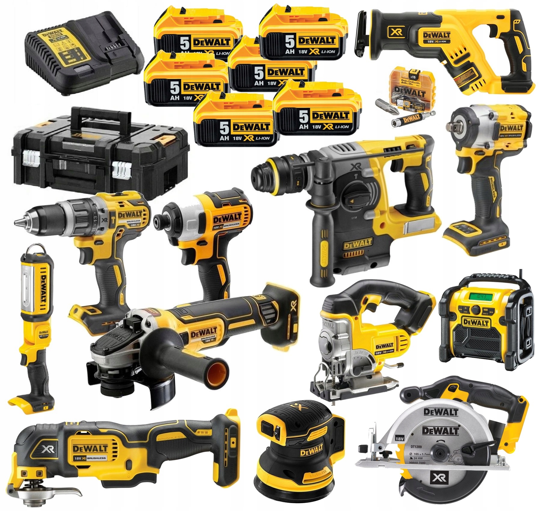 Zestaw Elektronarzędzi Akumulatorowych Dewalt Combo 12SZT 6X5AH Komplet