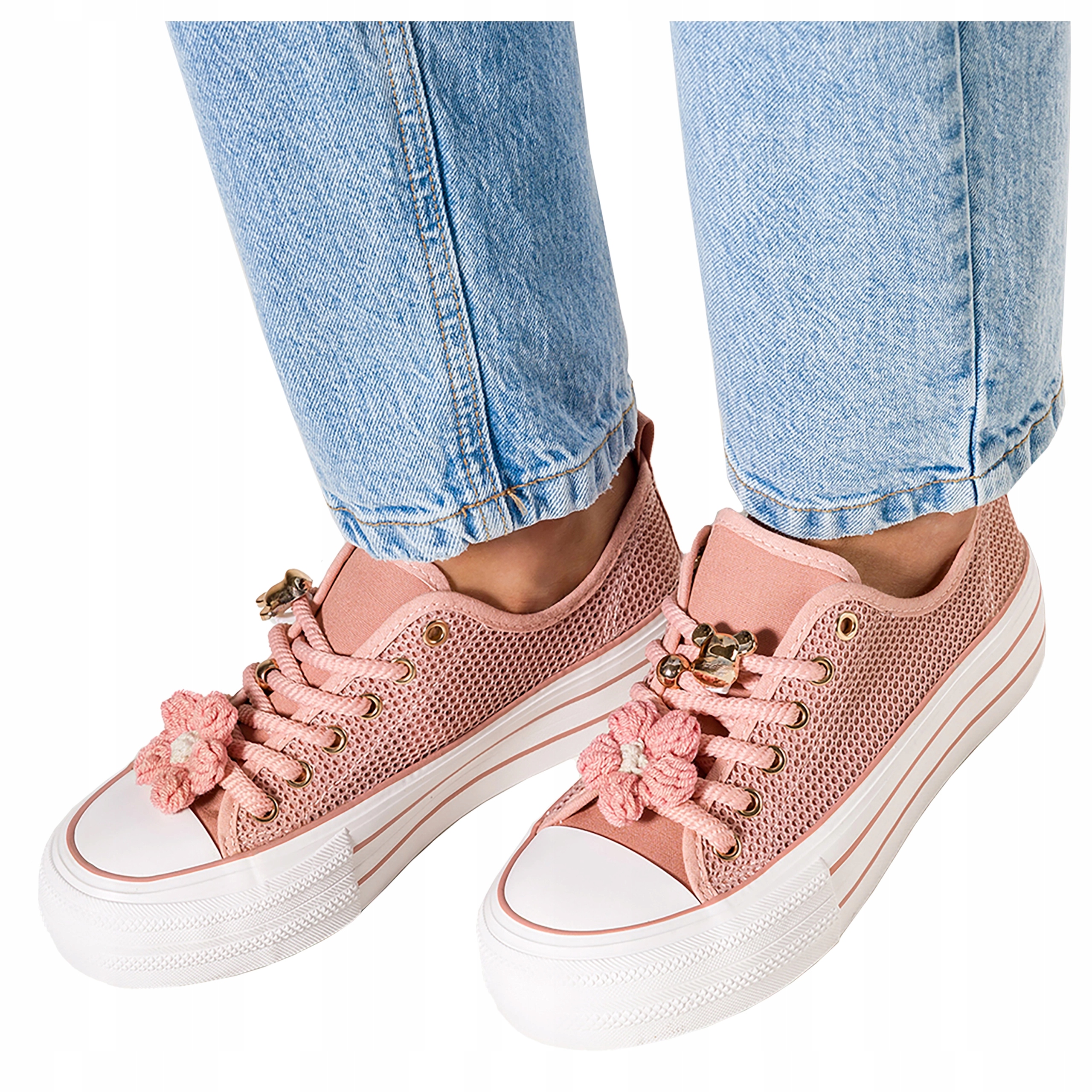 Dámské tenisky Růžové Ažurové Tenisky Na Platformě Šněrovací velikost 40