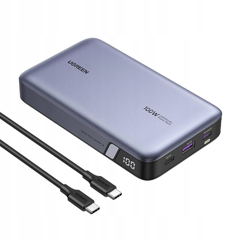 Powerbanka 20000 mAh Ugreen PB720, Usb 2x Usb-c, 100 W Pd (sivá)