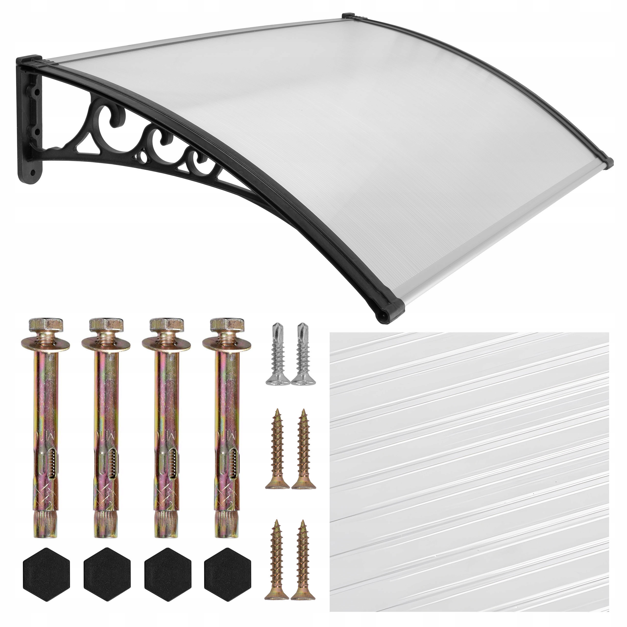 Stříška Nad Vchodové Dveře, Zastřešení Balkonu, Polykarbonát, Černá 80X120