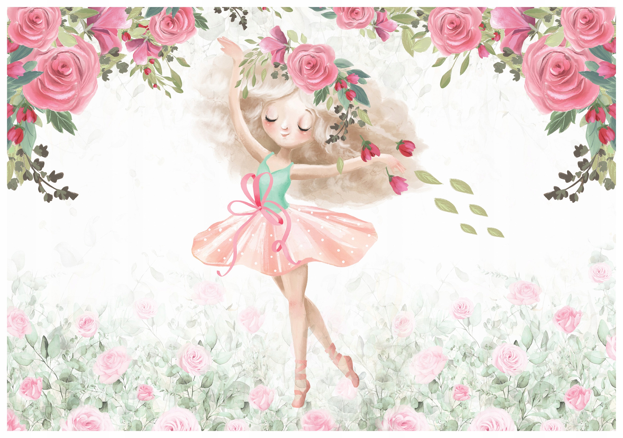 Fototapeta Balerína Růže Pastelové Akvarely Jemnost 350x250 lepidlo