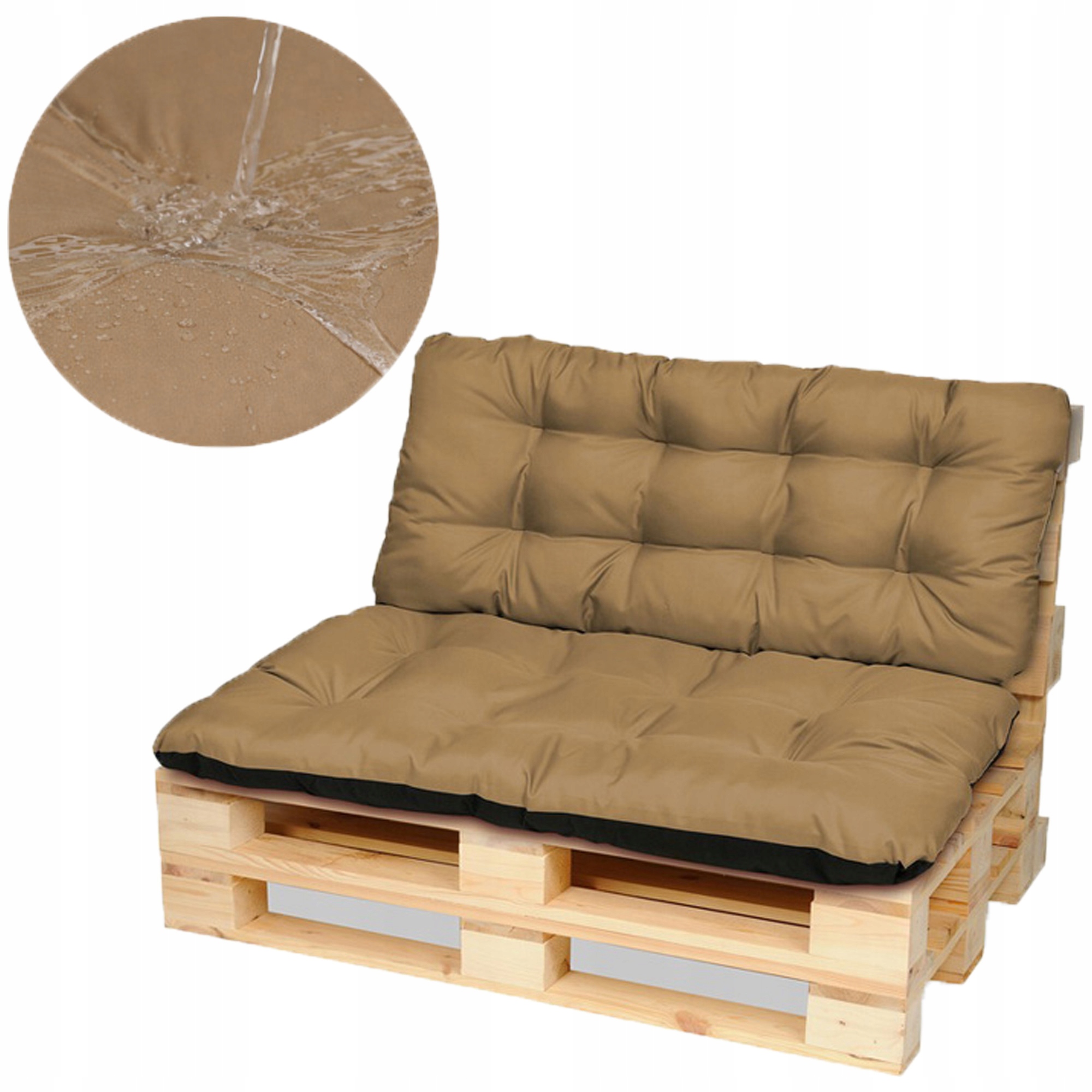 Sada polštáře na nábytek z palet, měkká lavička 120x80+120x50 Béžová