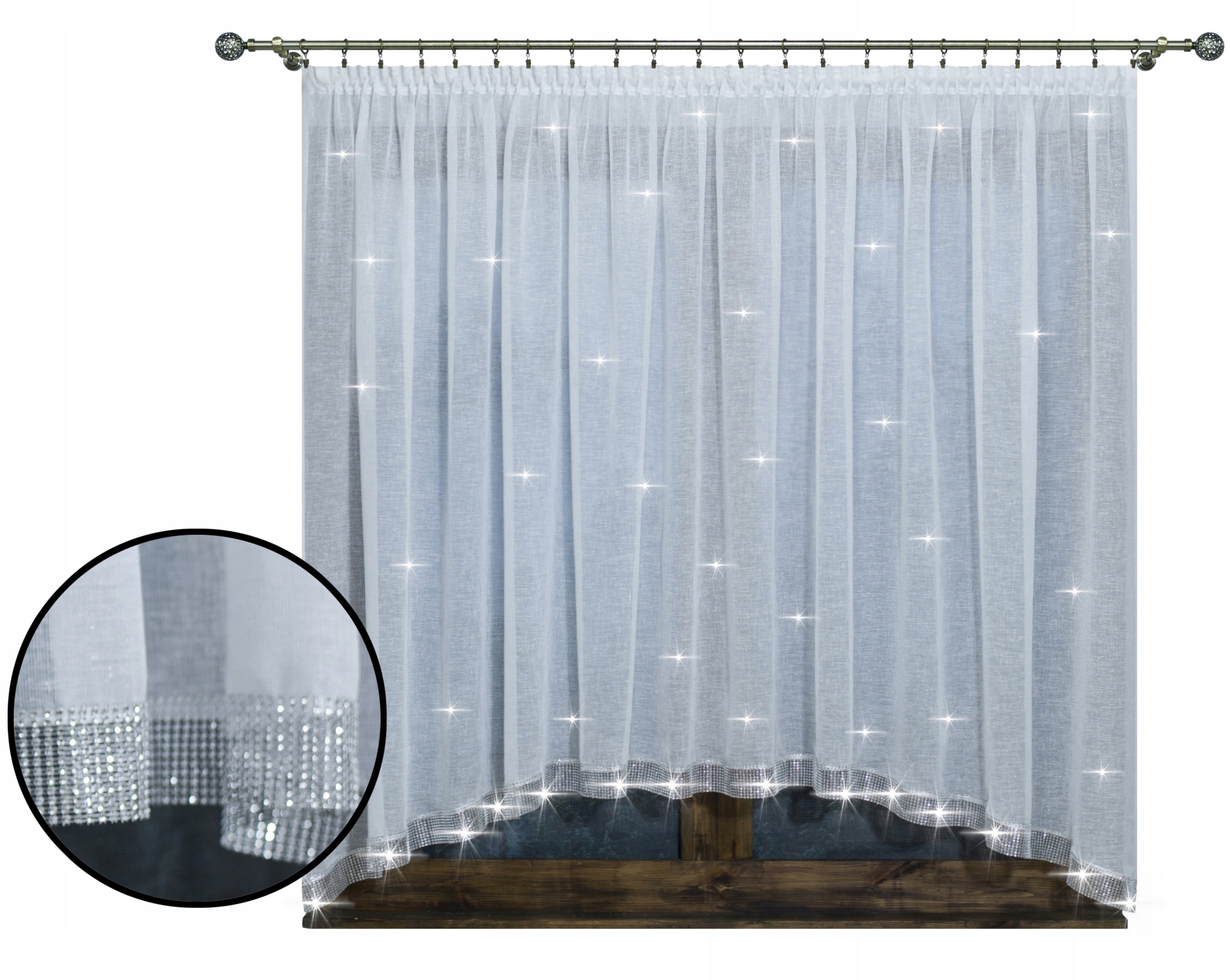 

Gotowa Firana Szron Srebna Nić Etamina Cyrkonie