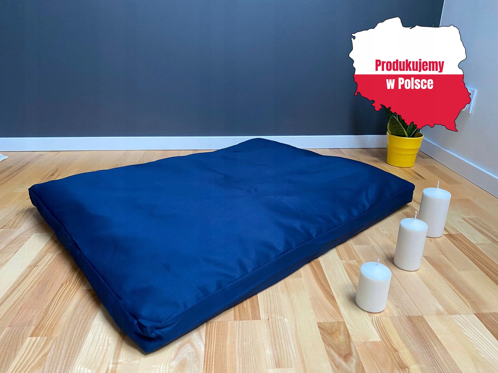 Polský Výrobek Bavlněná Meditační podložka Zabuton 70x90 cm tmavě modrá